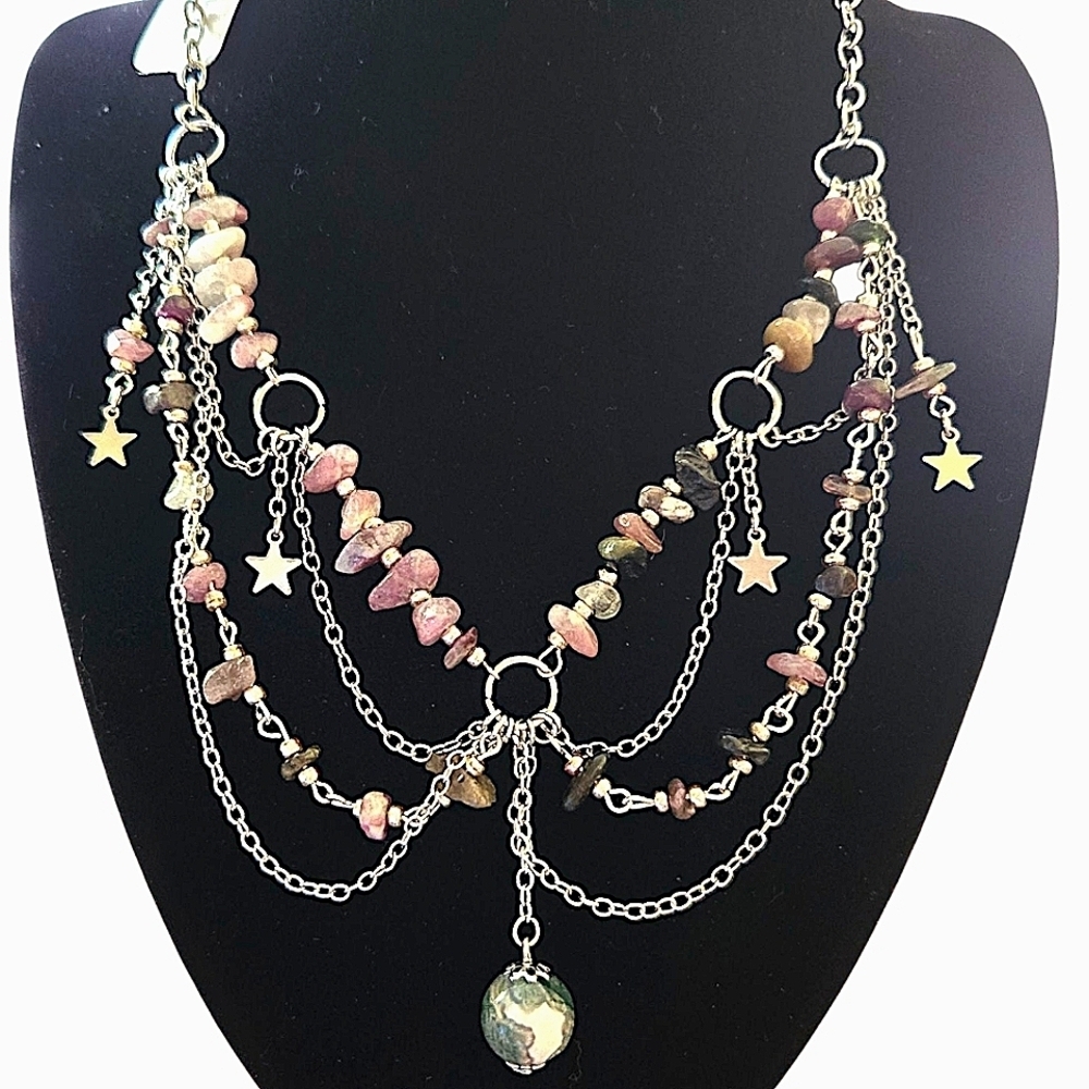 Boho Jasper Multi Layer Necklace NWT